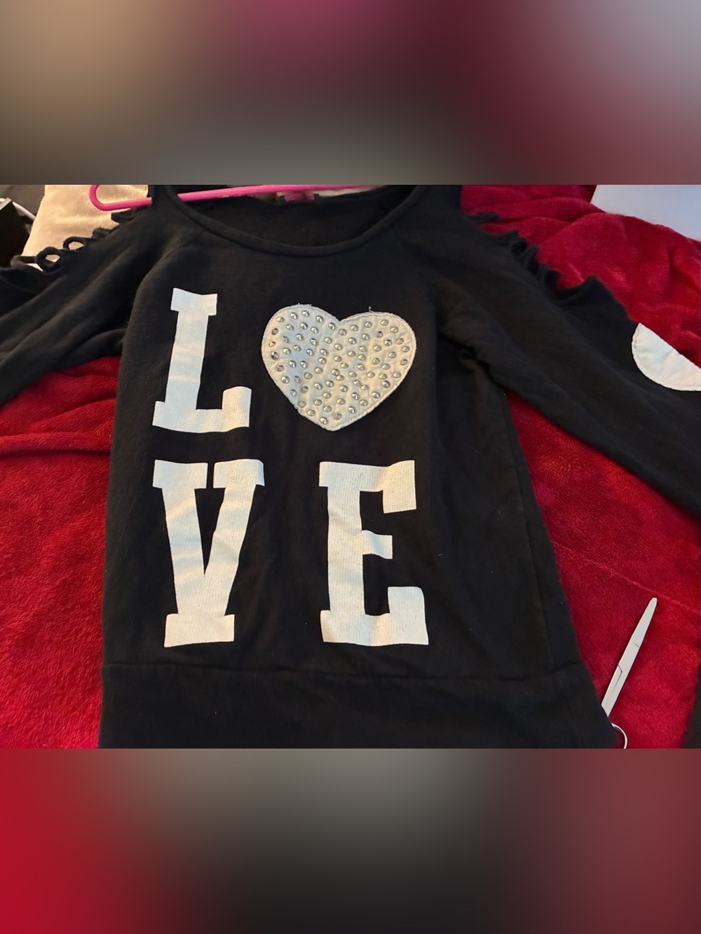 Kids/teens Black 'LOVE' Studded Heart Top